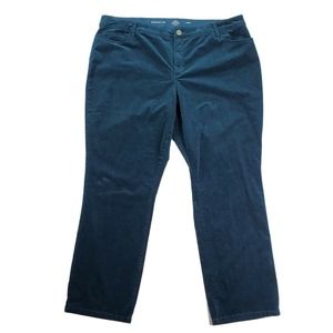 CC - St. John's Bay Straight Leg Corduroy Pants Womens 24W Solid Blue Stretch